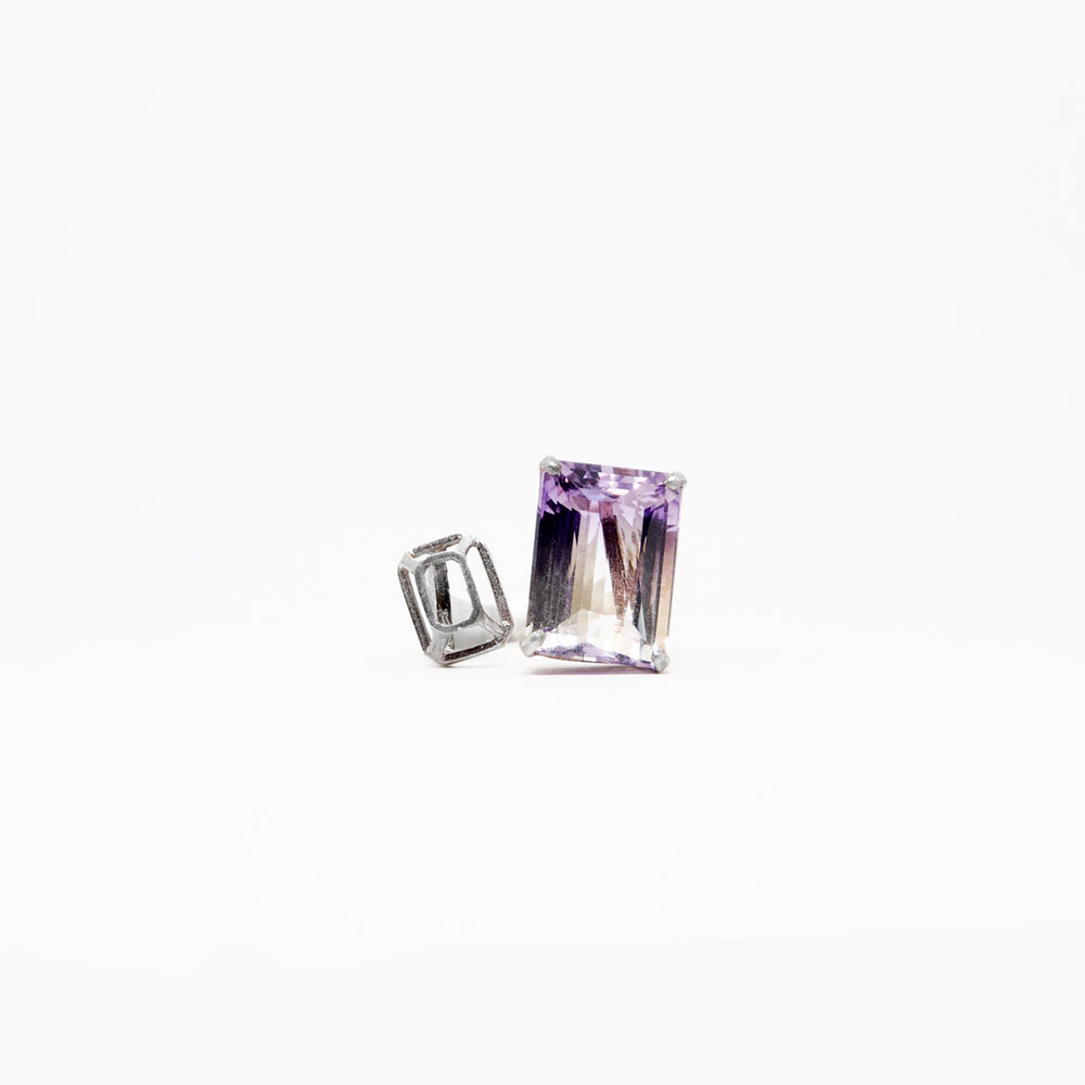 Square Ring - 2tone Amethyst - Silver
